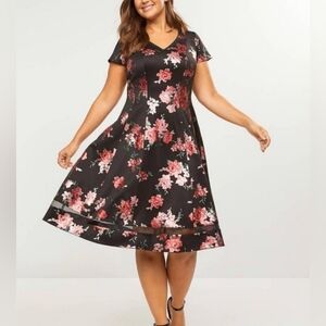 Lane Bryant Midi Dress Fit & Flare Floral Size 22/24